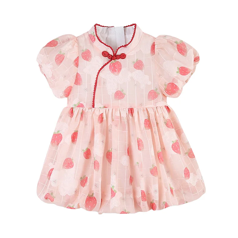 Baby Kid Girls Fruit Print Dresses Wholesale 220517106