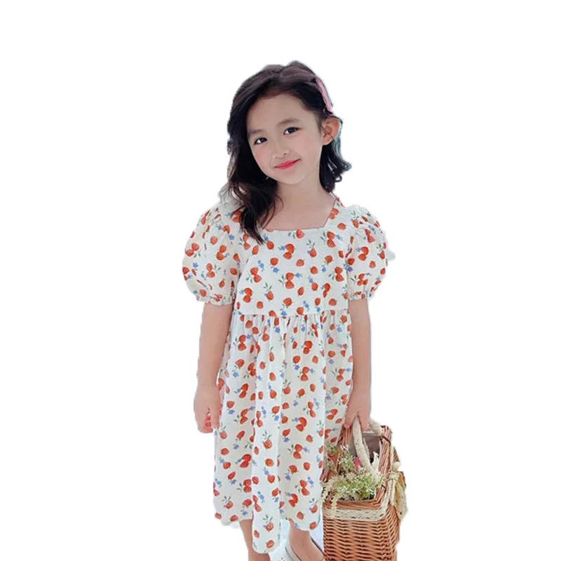 Baby Kid Girls Fruit Print Dresses Wholesale 220524395