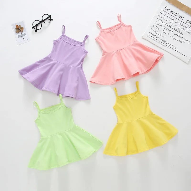 Baby Kid Girls Solid Color Dresses Wholesale 22061009