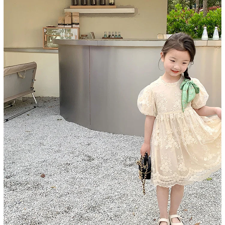 Baby Kid Girls Solid Color Flower Embroidered Dresses Wholesale 220606369