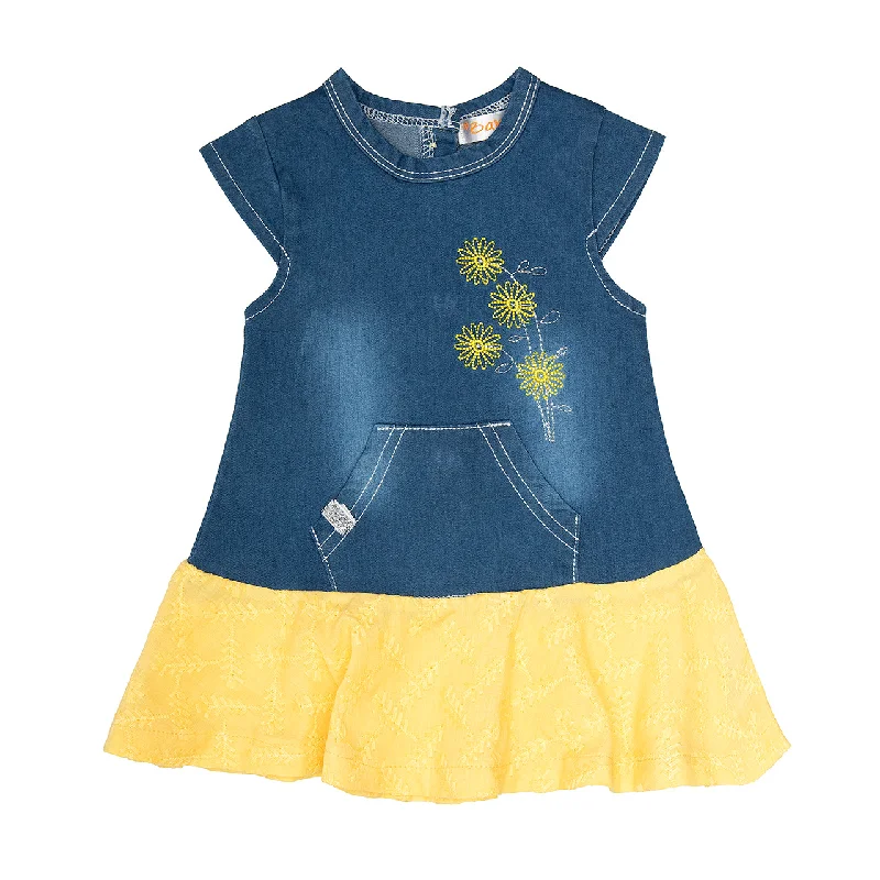 Babybol Denim and Yellow Baby Girl Dress