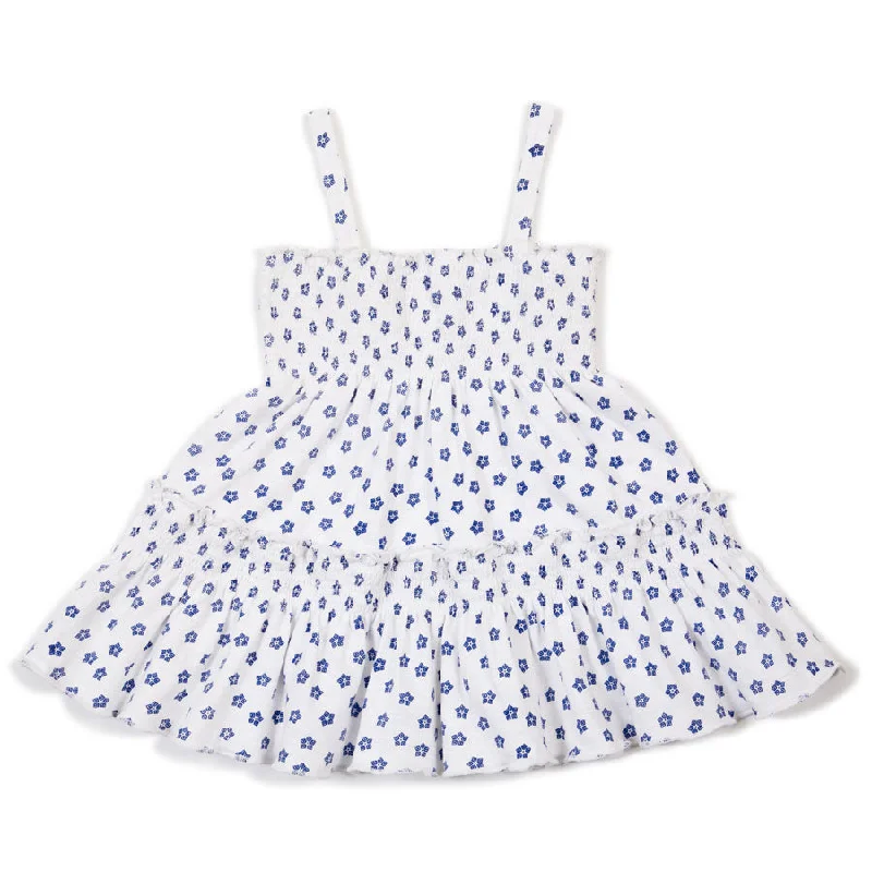 Brava Bambini Smocked Sundress - Blue Flower Print