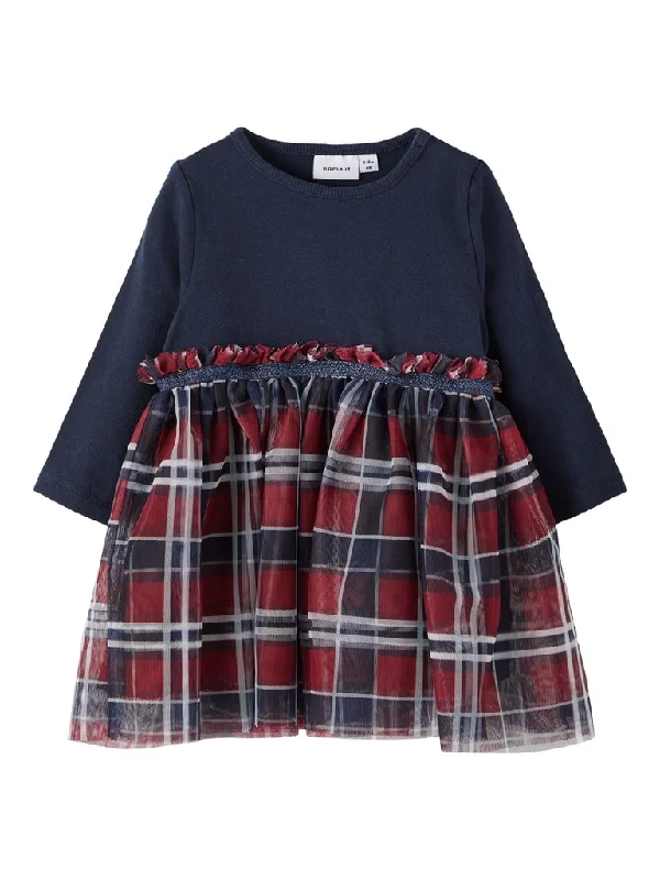 Name It Baby Girl Tulle-Style Tartan Dress