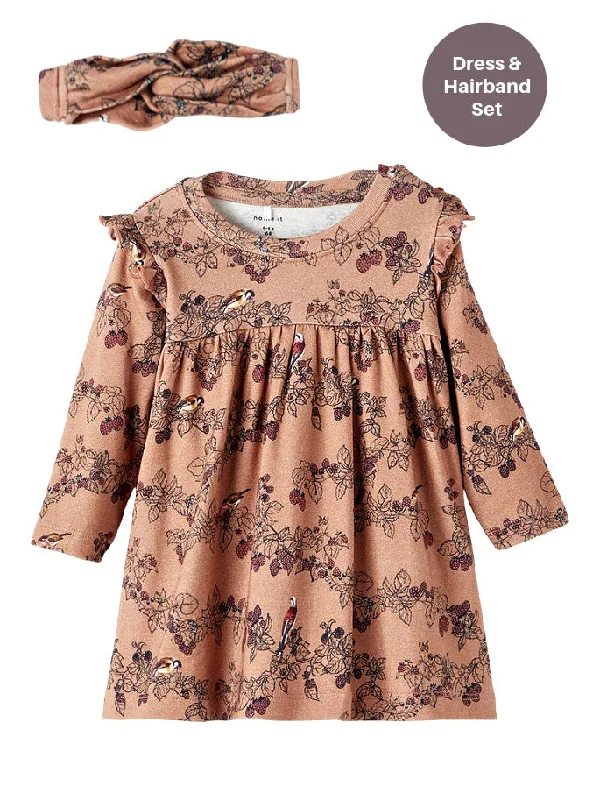 Name It Baby Girl Floral Print Dress & Headband Set