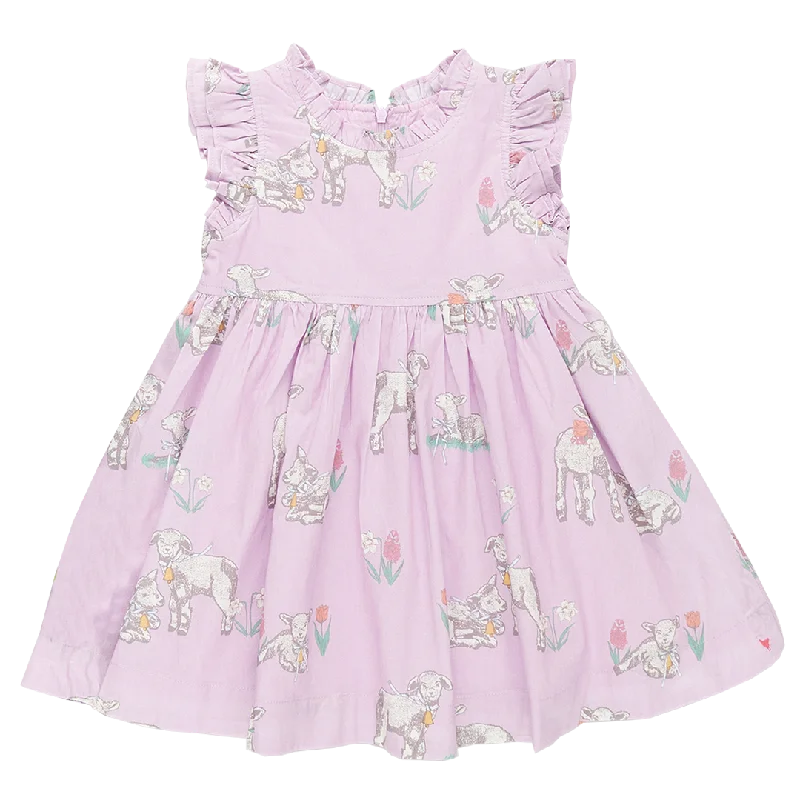 Girls Leila Dress - Lavender Lambs