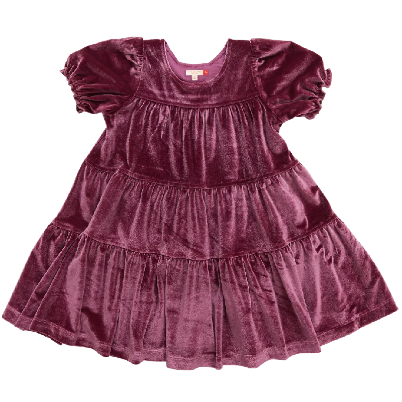 Girls Velour Elizabeth Dress - Sugarplum