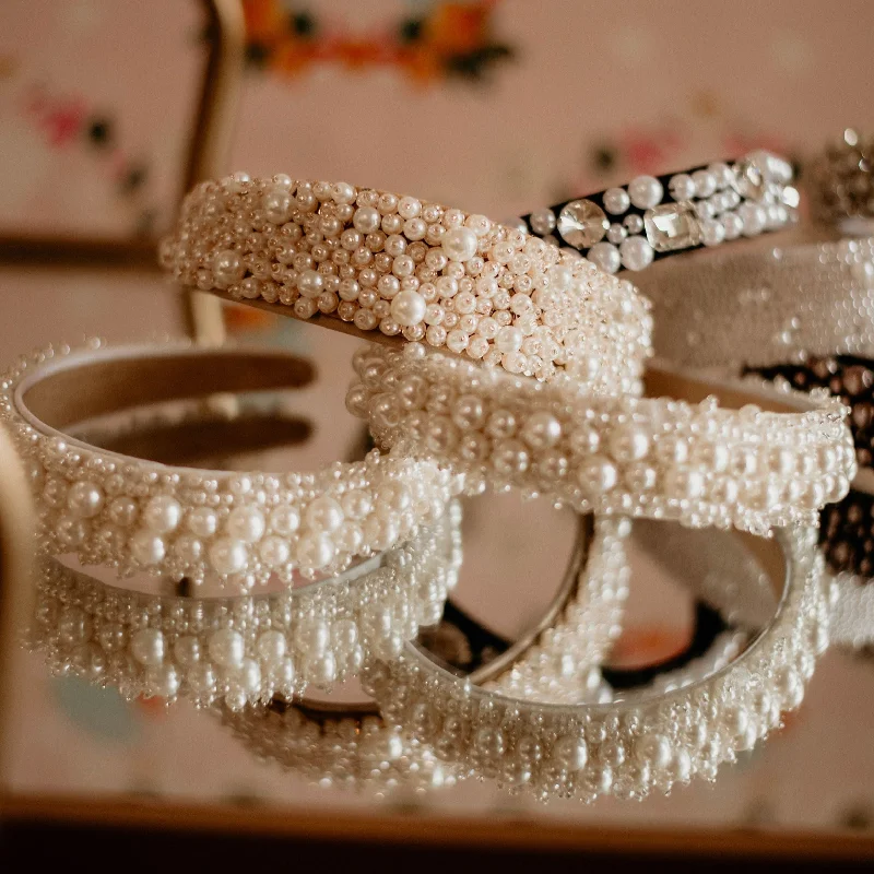 Little Girl's Bejeweled and Pearl Flower Girl Headband