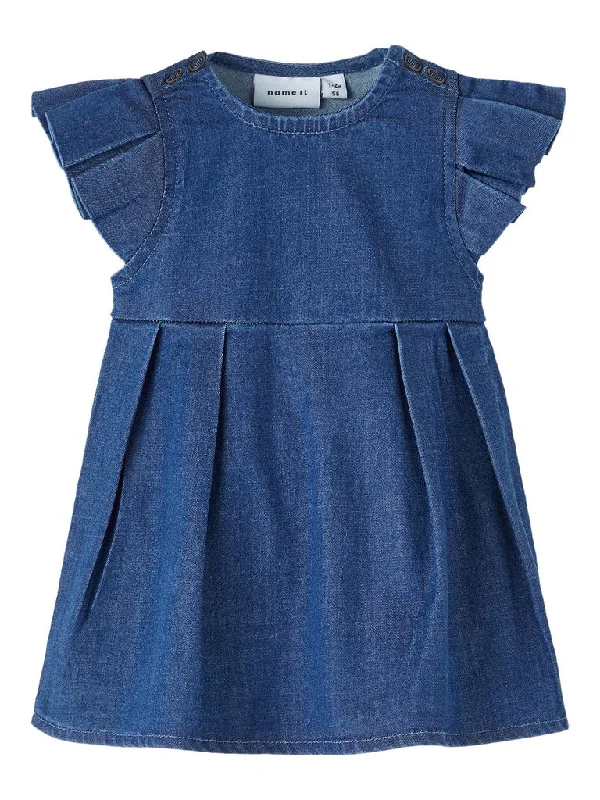 Name it Baby Girl Soft Box Pleat Denim Dress