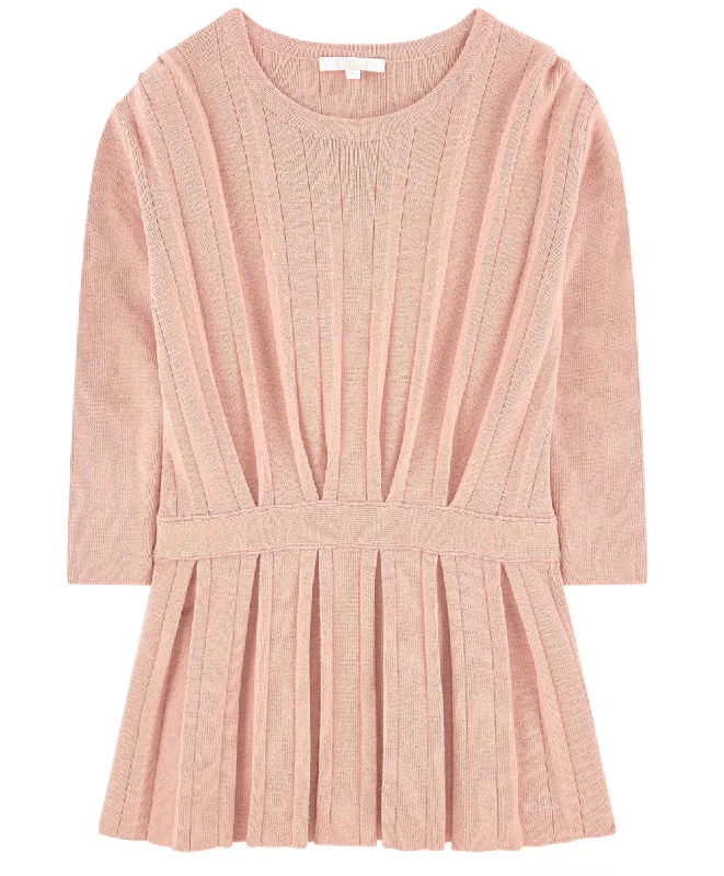 Girls Salmon Pink Pleated Dress (Mini-Me)