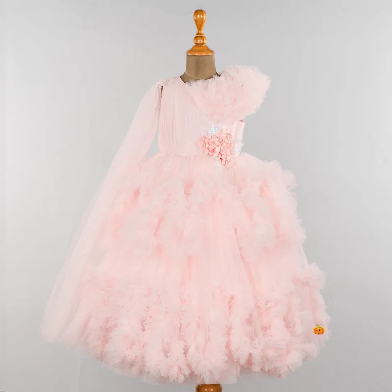 Peach Net Gown for Girls