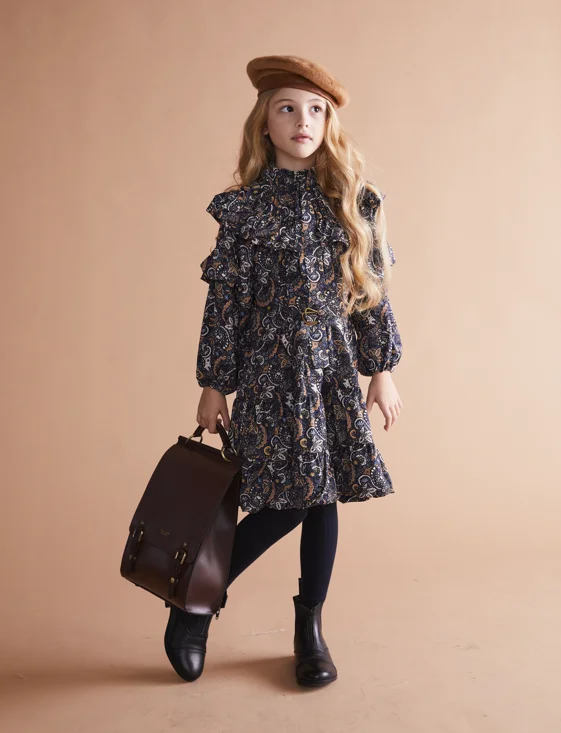 Porter Paisley Print Ruffled Shoulder Dress