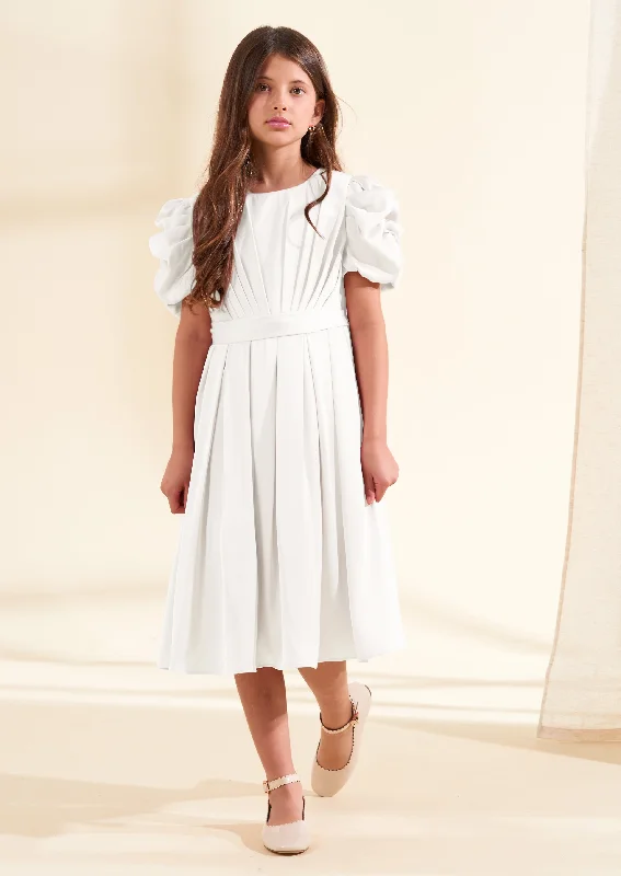 Portia Ivory Pleated Bodice Dress