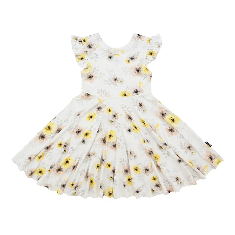 Ruffled Sleeves Twirl Dress - Sunny Meadow