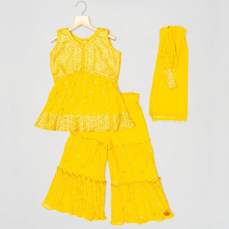 Sequin Embroidered Girls Palazzo Suit