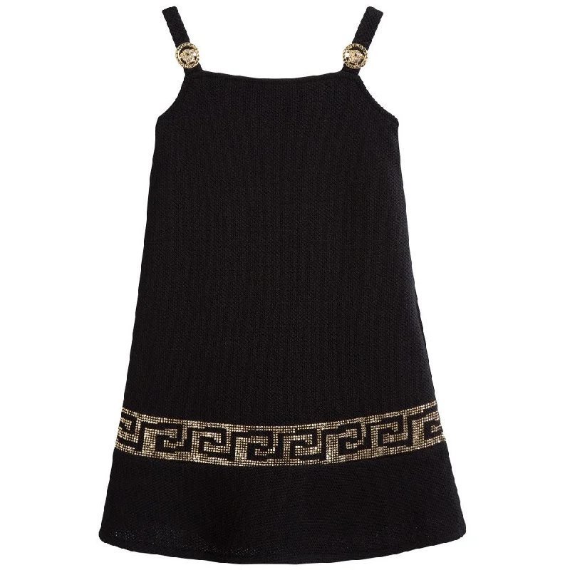 Girls Fancy Dark Gold-Studded Dress