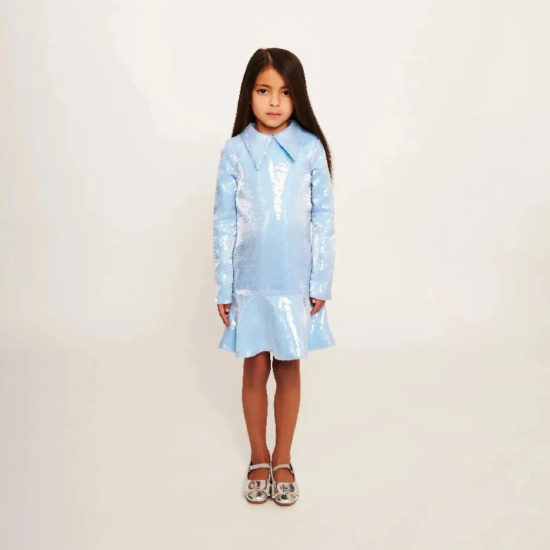 Water Effect Sequin Collar Dress